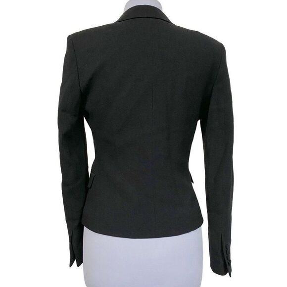 Faconnable Black Cropped Textured Wool Jacket Sz 4 Fully Lined Single Button - Picture 5 of 7
